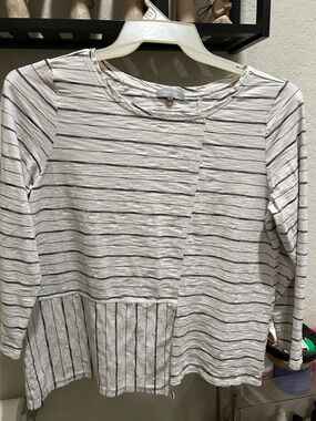 Habitat Cream and Black Striped Long-Sleeve Panel Top